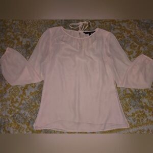 Blush Pink Sheer Long Sleeve Tie Back Top Size 0 WHBM